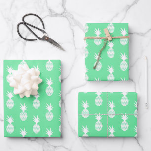 Ananas-Minzmuster Geschenkpapier Set