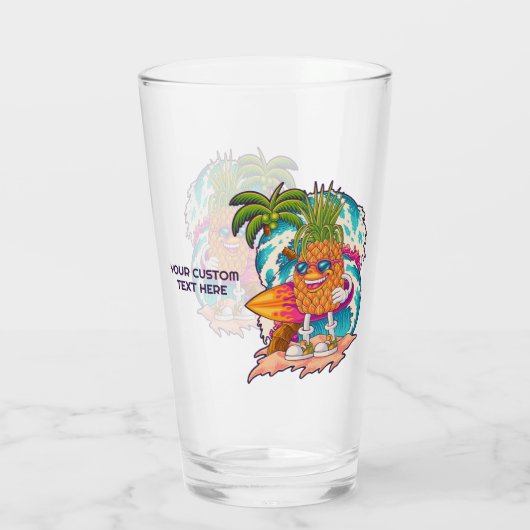 Ananas mit benutzerdefiniertem Text Glas (Rückseite)