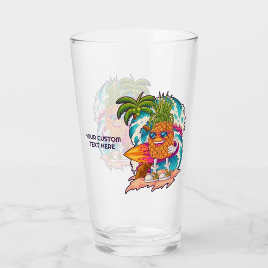 Ananas mit benutzerdefiniertem Text Glas (Vorderseite)