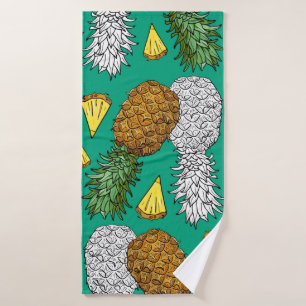 Ananas mit Blätter, kleine Stücke. Nahtlose Pappe Badehandtuch
