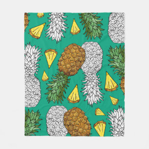 Ananas mit Blätter, kleine Stücke. Nahtlose Pappe Fleecedecke