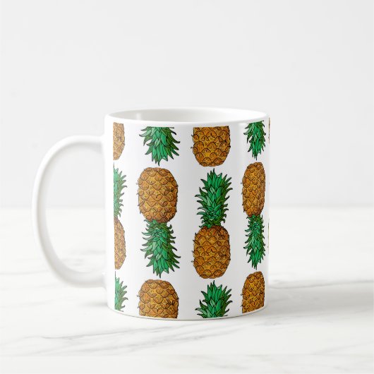 Ananas mit Blätter. Nahtloses Muster mit Tropen Kaffeetasse (Links)