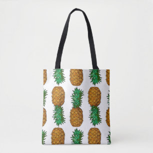 Ananas mit Blätter. Nahtloses Muster mit Tropen Tasche