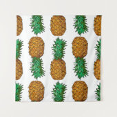Ananas mit Blätter. Nahtloses Muster mit Tropen Wandteppich (Vorderseite)