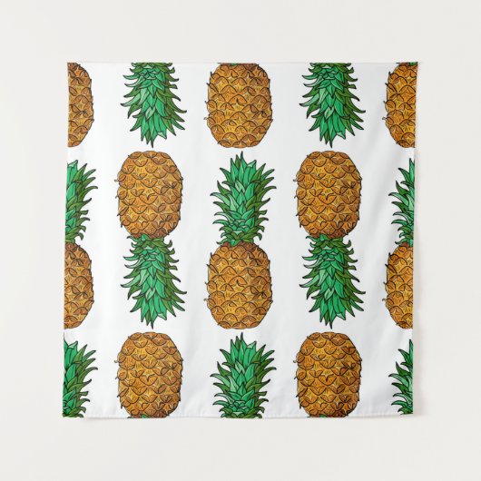 Ananas mit Blätter. Nahtloses Muster mit Tropen Wandteppich (Vorderseite)