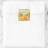 Ananas mit Blumen Quadratischer Aufkleber (Tasche)