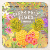 Ananas mit Blumen Rechteckiger Pappuntersetzer (Vorderseite)