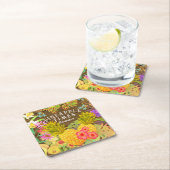 Ananas mit Blumen Rechteckiger Pappuntersetzer (Vor Ort)