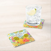 Ananas mit Blumen Rechteckiger Pappuntersetzer (Vor Ort)