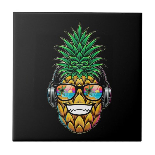 Ananas mit Brille Fliese (Vorderseite)