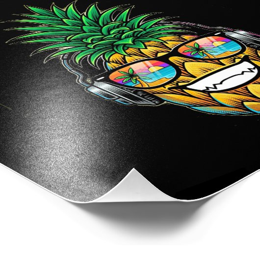 Ananas mit Brille Fotodruck (Ecke)