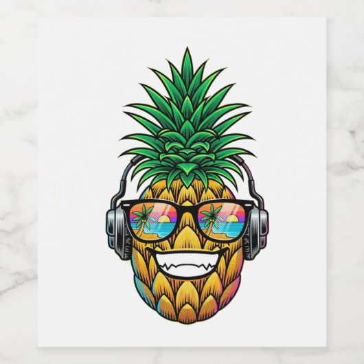 Ananas mit Brille Weinetikett (Einzelnes Label)