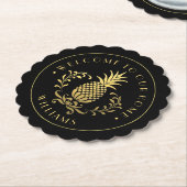 Ananas | Mit Familienname & Est. Datum Untersetzer (angewinkelt)