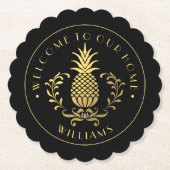 Ananas | Mit Familienname & Est. Datum Untersetzer (Vorderseite)