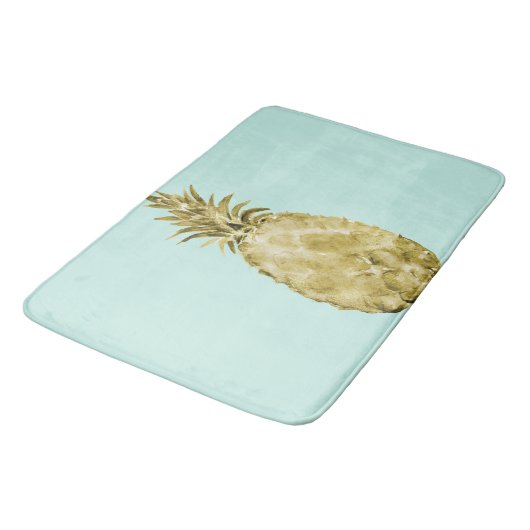 Ananas mit Gold und Minze Badematte (Schrägansicht)