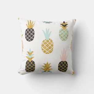 Ananas mit goldenem Glitzer, kreatives Muster. Kissen