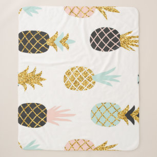Ananas mit goldenem Glitzer, kreatives Muster. Sherpadecke