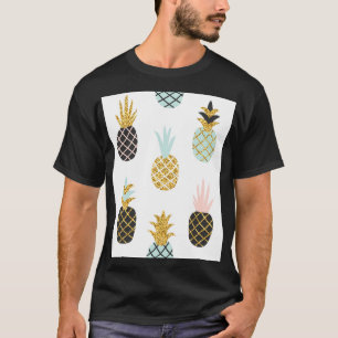 Ananas mit goldenem Glitzer, kreatives Muster. T-Shirt