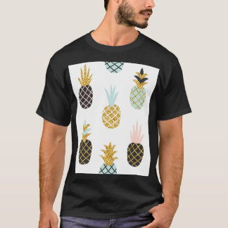Ananas mit goldenem Glitzer, kreatives Muster. T-Shirt