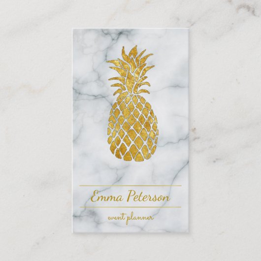 Ananas mit goldener Farbe auf weißem Marmor Visitenkarte (Vorderseite)