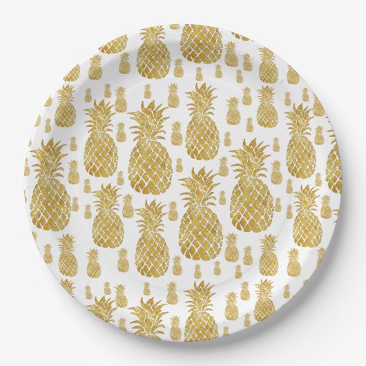 Ananas mit Goldfolie Pappteller (Vorderseite)