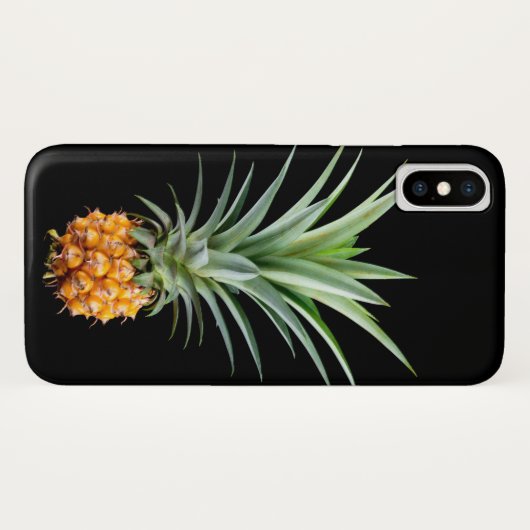 Ananas mit großen Haaren auf schwarzem Hintergrund Case-Mate iPhone Hülle (Rückseite (Horizontal))