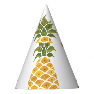 Ananas mit handgemalten Ananas, Aquarell. Partyhütchen