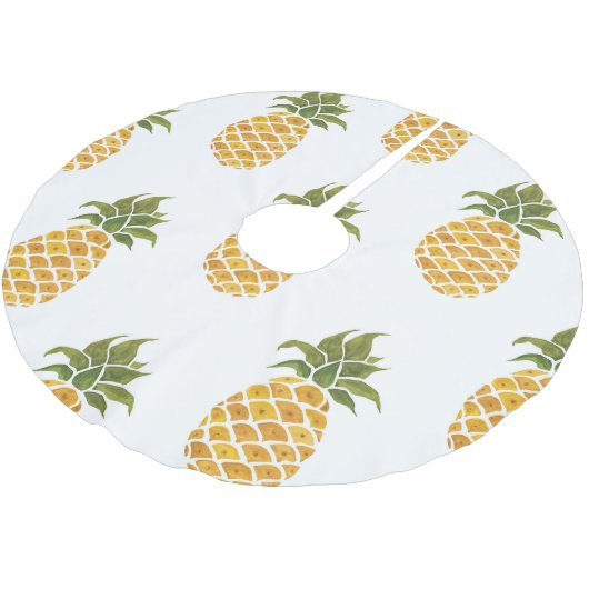 Ananas mit handgemalten Ananas, Aquarell. Polyester Weihnachtsbaumdecke (Schrägansicht)