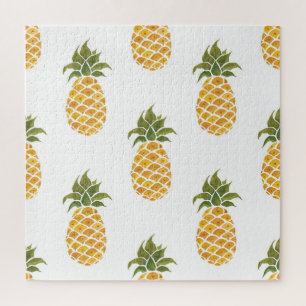 Ananas mit handgemalten Ananas, Aquarell. Puzzle
