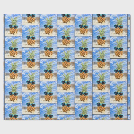 Ananas mit Herzsonne Geschenkpapier (Flach)