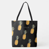 Ananas mit Ihrem Namen auf schwarz Tasche (Vorderseite)