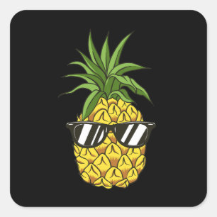 Ananas mit Kopfhörern Quadratischer Aufkleber