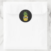 Ananas mit Kopfhörern Runder Aufkleber (Tasche)