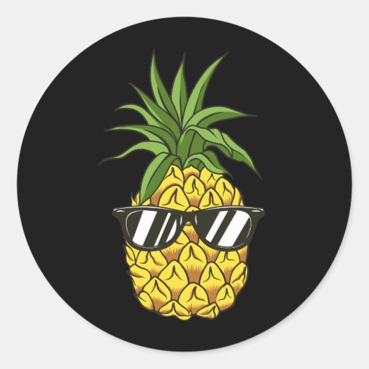 Ananas mit Kopfhörern Runder Aufkleber (Vorderseite)