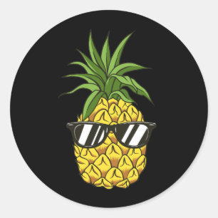 Ananas mit Kopfhörern Runder Aufkleber