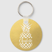 Ananas-Mit Monogramm individuelle Name Schlüsselanhänger (Vorderseite)
