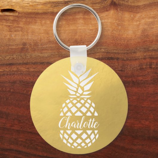 Ananas-Mit Monogramm individuelle Name Schlüsselanhänger (Vorderseite)