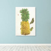 Ananas mit Raupe und Schmetterlingen (handc Leinwanddruck (Insitu (Holzboden))