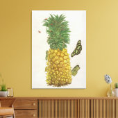 Ananas mit Raupe und Schmetterlingen (handc Leinwanddruck (Insitu (Wohnzimmer))