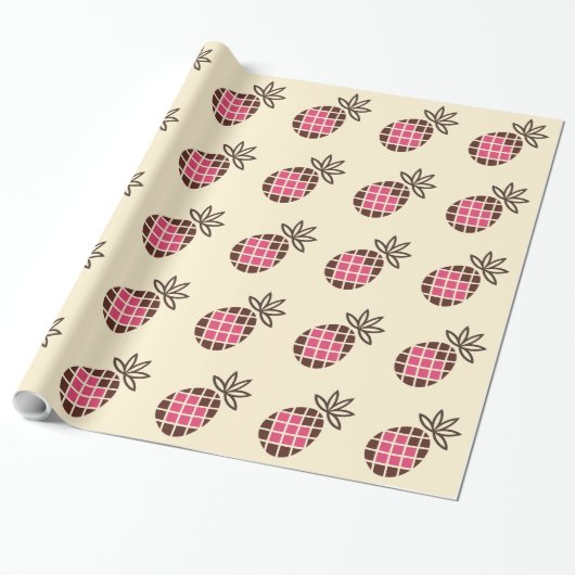 Ananas mit Schokolade und rosa Herzmuster Geschenkpapier (Ungerollt)