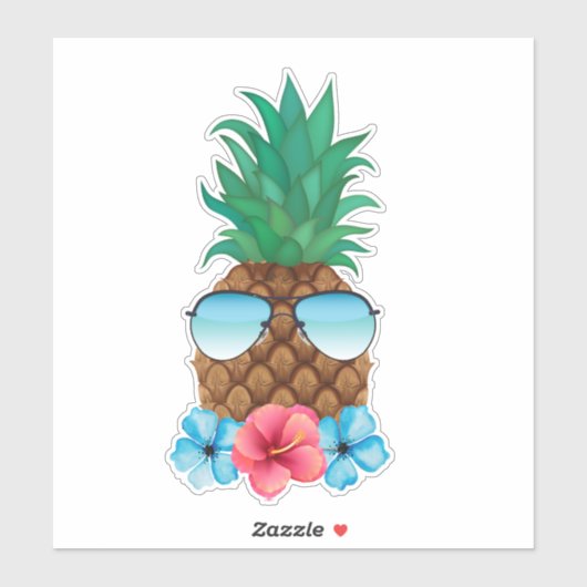 Ananas mit Sonnenbrille Aufkleber (Blatt)