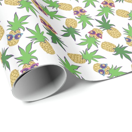 Ananas mit Sonnenbrille Muster Geschenkpapier (Rolleneckpunkt)
