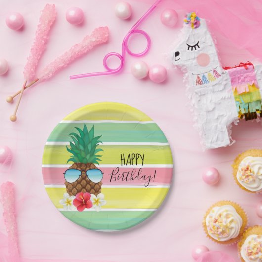 Ananas mit Sonnenbrille Pappteller (Party)