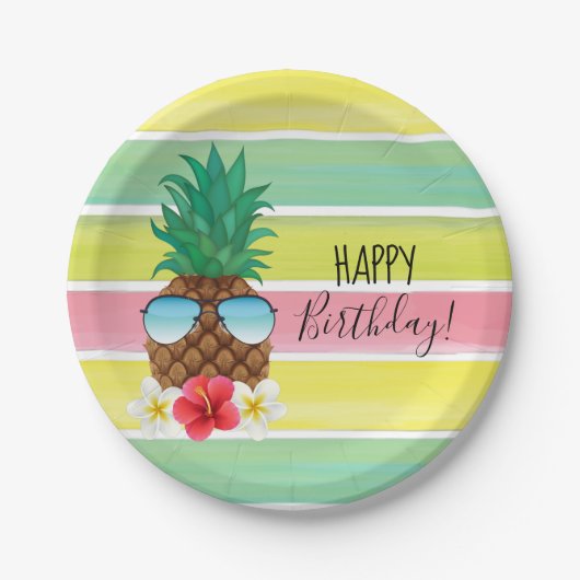 Ananas mit Sonnenbrille Pappteller (Vorderseite)