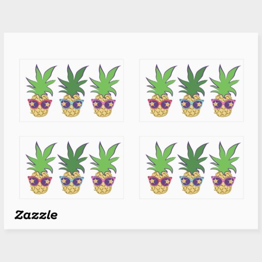 Ananas mit Sonnenbrille Rechteckiger Aufkleber (Blatt)