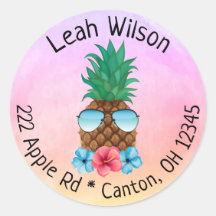 Ananas mit Sonnenbrille Rücksendetikett