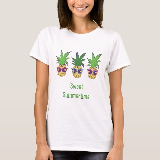 Ananas mit Sonnenbrille Süß Sommerzeit T-Shirt (Vorderseite)