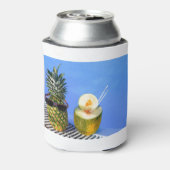 Ananas mit Sonnenbrille und Melone im Pool Dosenkühler (Kanne Rückseite)