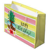 Ananas mit Sonnenbrille zum Geburtstag glücklich Große Geschenktüte (Vorderseite Schrägansicht)