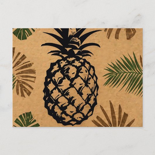 Ananas mit tropischen Blätter Postkarte (Vorderseite)